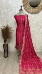 Dola Silk Unstitched Suit Set With Banarasi Work