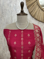 Dola Silk Unstitched Suit Set With Banarasi Work