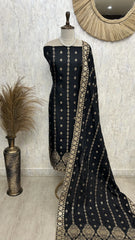 Dola Silk Unstitched Suit Set With Banarasi Work