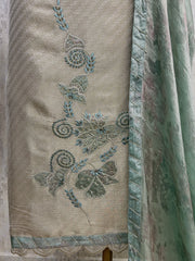 Tissue Silk Unstitched Suit Set With Applique Work