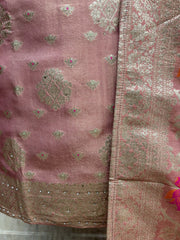 Tissue Unstitched Suit Set With Banarasi Weave