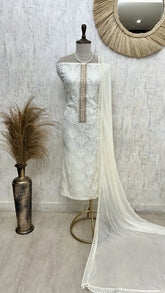 Thread Embroidered Organza Unstitched Suit