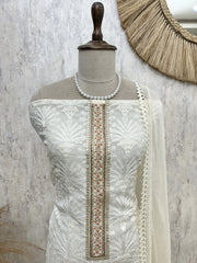 Thread Embroidered Organza Unstitched Suit