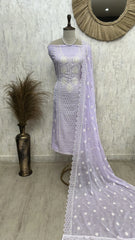 Organza Unstitched Suit Set With Honeycomb Pattern