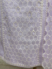 Organza Unstitched Suit Set With Honeycomb Pattern
