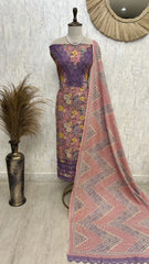 Printed Cotton Unstitched Suit Set With Lace Work