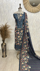 Printed Cotton Unstitched Suit Set With Lace Work