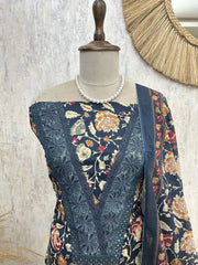 Printed Cotton Unstitched Suit Set With Lace Work