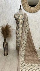 Printed Tussar Unstitched Suit Set