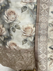 Printed Tussar Unstitched Suit Set