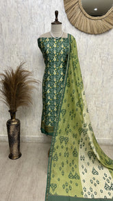 Ikat Print Maheshwari Unstitched Suit Set