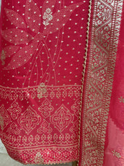 Organza Unstitched Suit Set With Hand Work on Necktie