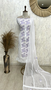 Organza Unstitched Suit Set Featuring Qureshia Lace