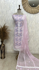 Organza Unstitched Suit Set Featuring Qureshia Lace