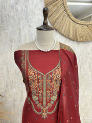 Cotton Silk Unstitched Suit with Jamdani weaving