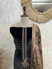 Velvet Unstitched suit with elephant motif