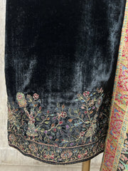 Velvet Unstitched suit with elephant motif