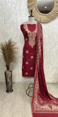 Cashmere wool Unstitched Suit with Aari work