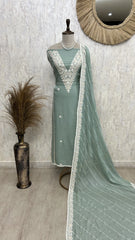 Mul Unstitched Suit Set With Embroidered Neckline