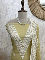 Mul Unstitched Suit Set With Embroidered Neckline