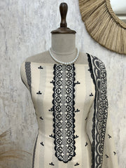 Embroidered Peacock Muslin Unstitched Suit Set
