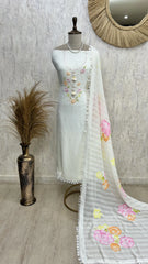 Organza Unstitched Suit Set With Brushing Dupatta