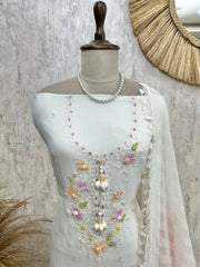 Organza Unstitched Suit Set With Brushing Dupatta