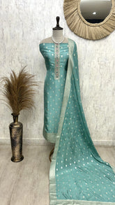 Banarasi Dola Silk Unstitched Suit Set Necktie Design