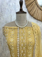 Lucknowi Pearl Work Georgette Unstitched Suit Set