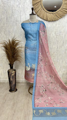 Maheshwari Unstitched suit with Swan Motif