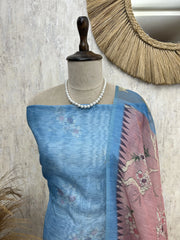 Maheshwari Unstitched suit with Swan Motif