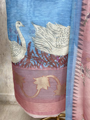 Maheshwari Unstitched suit with Swan Motif