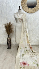 Elegant Embroidered Neckline Unstiched Suit