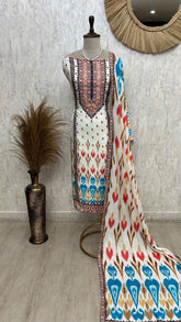 Batik Print Muslin Unstitched Suit Set