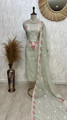 Mul Unstitched Suit Set With Embroidered Neckline