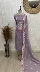 Mul Unstitched Suit Set With Embroidered Neckline