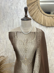 Classic Gold Brocade Unstiched Suit