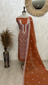 Mul Unstitched Suit Set With Thread Work