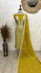 Mul Unstitched Suit Set With Thread Work