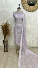 Georgette Unstitched Suit Set With Lucknowi Work
