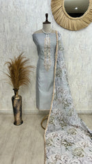 Maheshwari Unstitched Suit Set With Brushing Dupatta