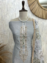 Maheshwari Unstitched Suit Set With Brushing Dupatta