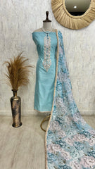 Maheshwari Unstitched Suit Set With Brushing Dupatta