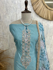 Maheshwari Unstitched Suit Set With Brushing Dupatta