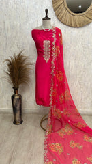 Crepe Unstitched Suit Set With Intricate Zardozi