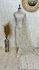 Chiffon Organza Unstitched Suit Set With Sequence Work