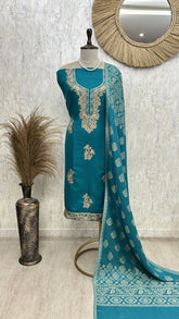 Royal Teal Unstiched Suit