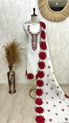 Mul Unstitched Suit Set With Rose Scalping