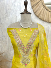 Tissue Unstitched Suit Set With Banarasi Weave