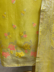 Tissue Unstitched Suit Set With Banarasi Weave